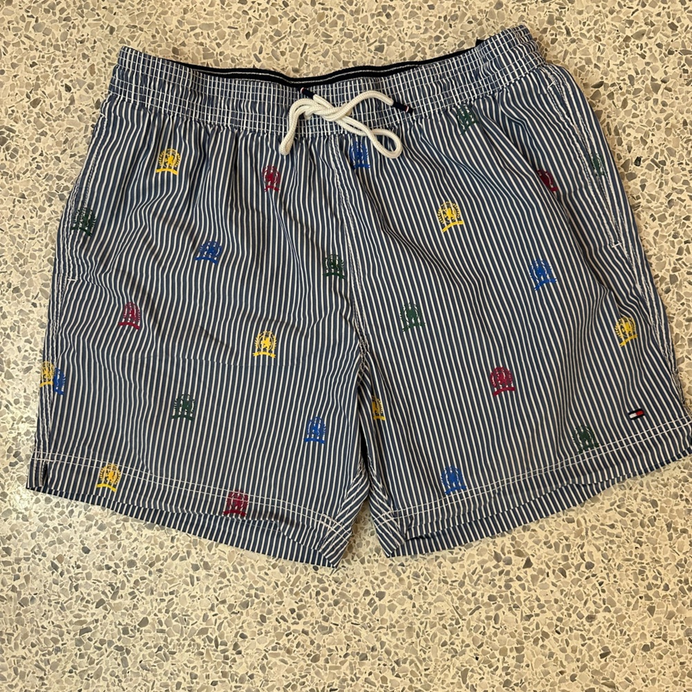 Tommy Hilfiger Men Drawstring Mesh Lined Swim Trunks Shorts Size Medium